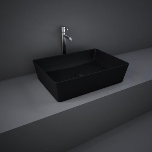 rak feeling rectangular counter top wash basin main image black