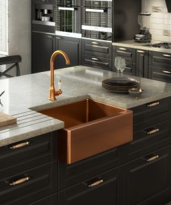 Copper Belfast sink in kitchen