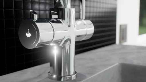 illuminated tap in black and chrome boiling water