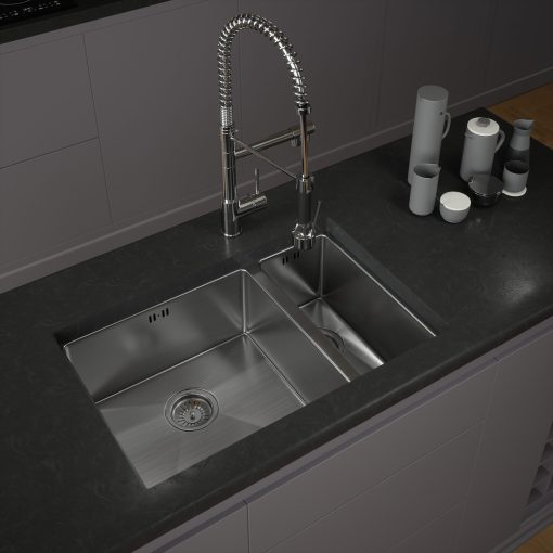 Brushed Stainless Steel Kitchen Sink 1.5 bowl