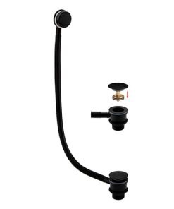 RAK Ceramics Round Bath Waste Over Flow Filler in Black Made from the highest quality brass and finished with stunning Chrome. Easy to install Click Clack style Durability Black Finish High Quality Materials Use on all standard baths 2 year Guarantee image